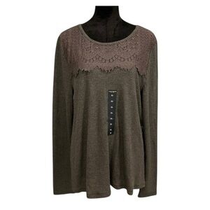 Lucky Brand Waffle & Lace Top